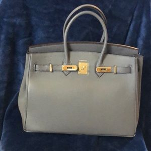 AINIFEEL “Birkin” Inspired Bag 35cm | Grey Leather